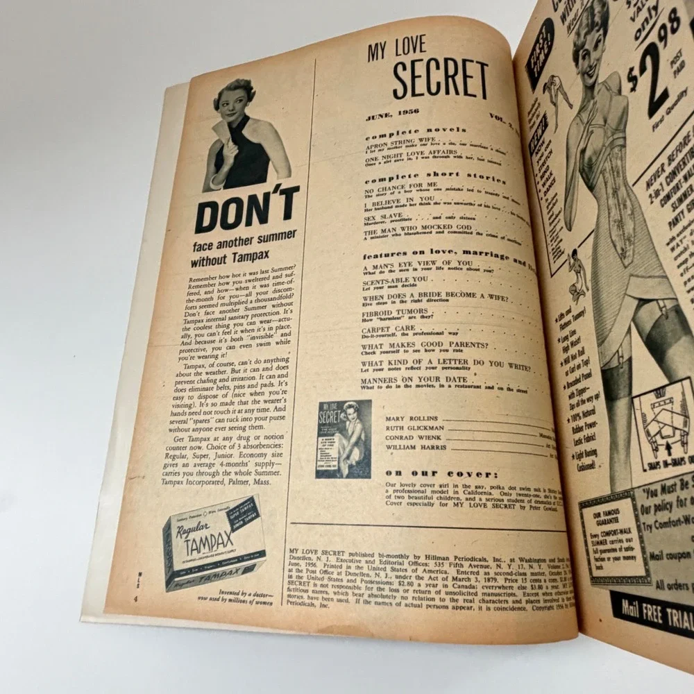 My Love Secret Magazine June 1956 Romance Pulp Fiction Vintage